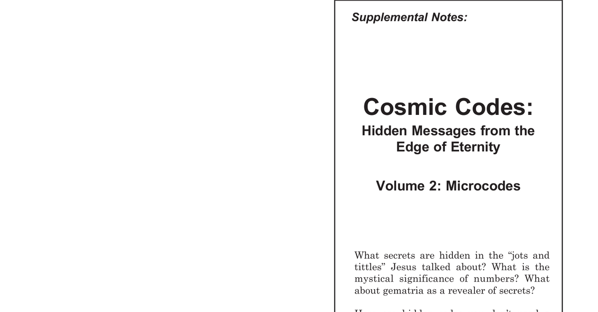Cosmic Codes Notes 02